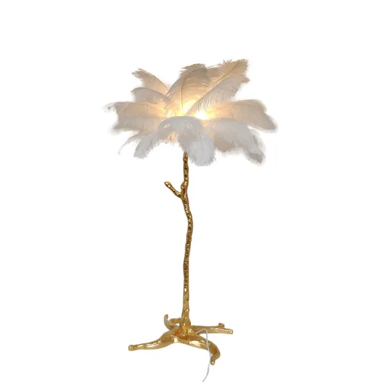 Modern Nordic Feather Resin Floor Lamp for Girls' Bedroom with LED Lighting