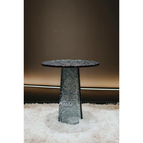 Diseño elegante Mesa lateral de vidrio acento redondo
