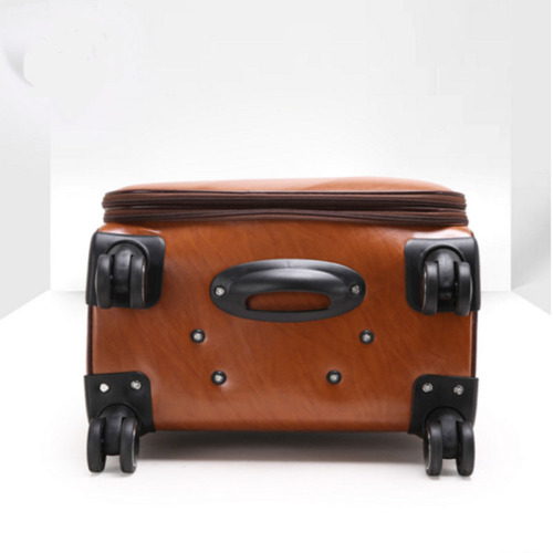 Brown universal wheel PU luggage office set