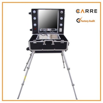 professional trolley lighting makeup case with stand