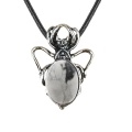 Howlite 13X18mm Cabs Antique Silver Alloy Spider Pendant Necklace 45cm Black Cord