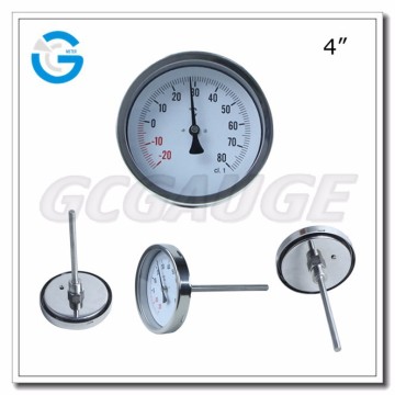 High quality 4inch 100mm back entry mechanical temperature gauge manufacturers