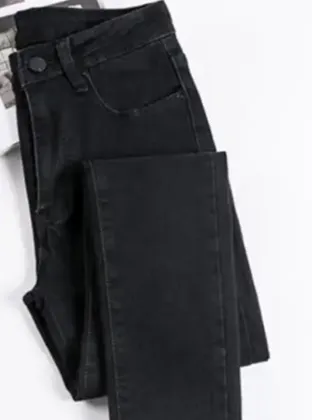 Fashionable denim pants with high waist