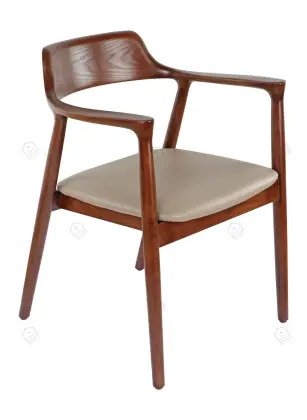 Design leather cushion solid wood chairs