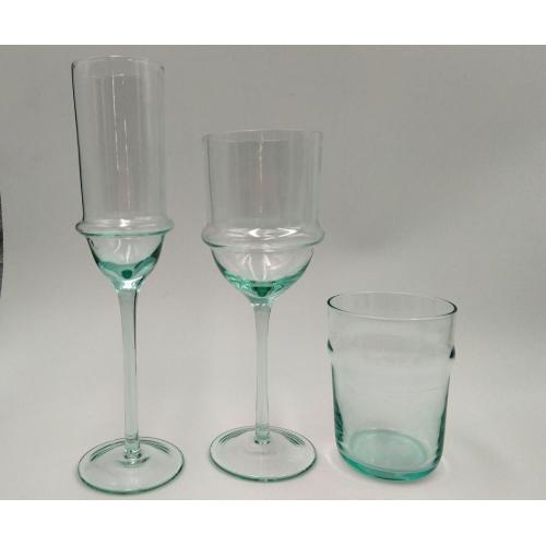 groene kleur champagne glas wijn hoge bal beker