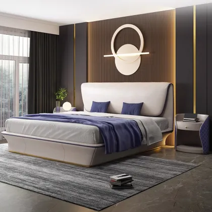 Modern Luxury Leather Bed for Home