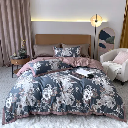 300TC Luxury Egyptian Cotton Printed Quilt Cover Bedding Set