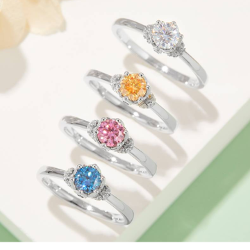 Custom 925 Sterling Silver Women's Fashion Ring: 0.5ct moissanite με έγχρωμο ρουμπίνι για πάρτι γάμου