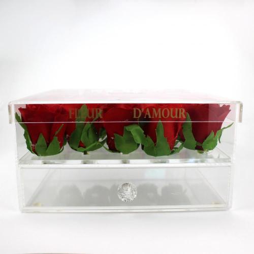 Acrylic Gift Box for Flower with Drawer