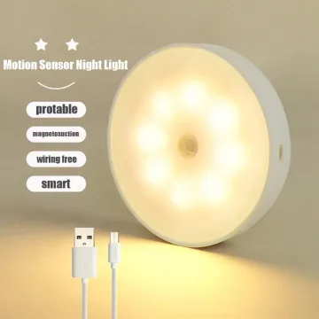USB Rechargeable PIR Motion Sensor LED Night Light for Kitchen Cabinet, Wardrobe, Staircase, and Closet