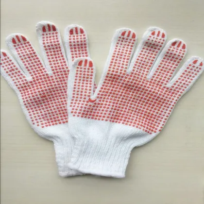 Red Dotted Natural Bleach White Cotton Glove