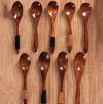 Wooden Tea Spoon for Kitchen - Small Wooden Spoon for Soup, Honey, and Cooking