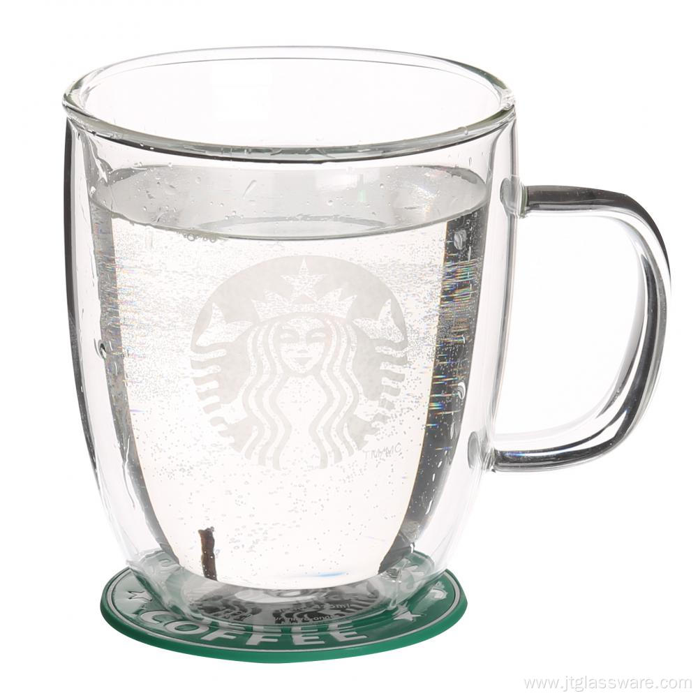 double wall glass mug cup for hot milk