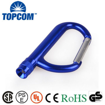 Grand carabiner en aluminium promotionnel avec lumière LED