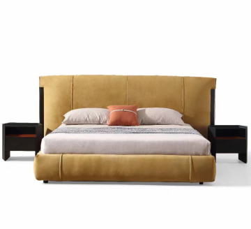 Minimalist Italian Frosted Flannel King Bed for Modern Luxury Bedrooms