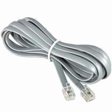 Telephone Flat Cable with RJ45 Connector, Available in Various Lengths