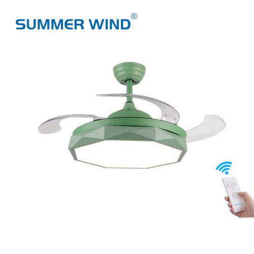 Led green color bedroom energy saving ceiling fan