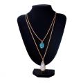 Double Layered Natural Crystal Points Waterdrop Necklace