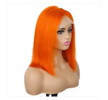 highlighted orange bob human hair full lace wig,  ginger orange colored bob human hair lace wig for sale