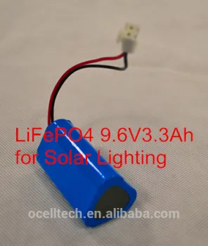 LiFePO4 battery 9.6V3.3Ah for solar light