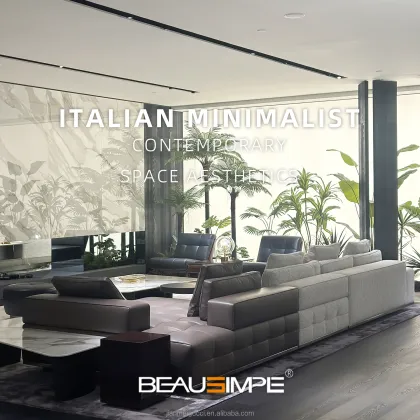 Minimalist Modernist Lawrence Leather Fabric Sofa