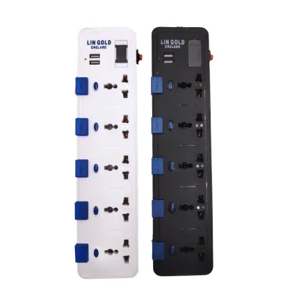 13A 220V Electrical Multi Socket Switch with Copper Plugs, Sockets, and USB Ports