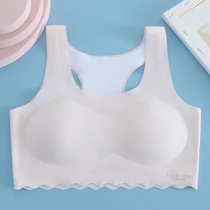 Seamless Ice Silk Cross Back Bra Camisoles for Girls' Middle and High School Sports Underwear