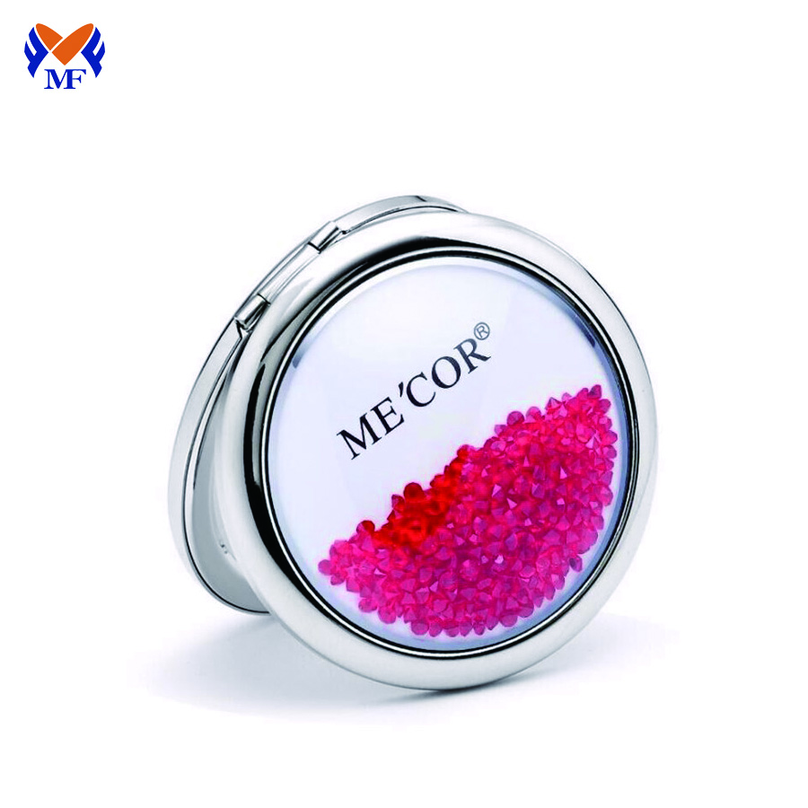 Metal round compact makeup pocket mirror