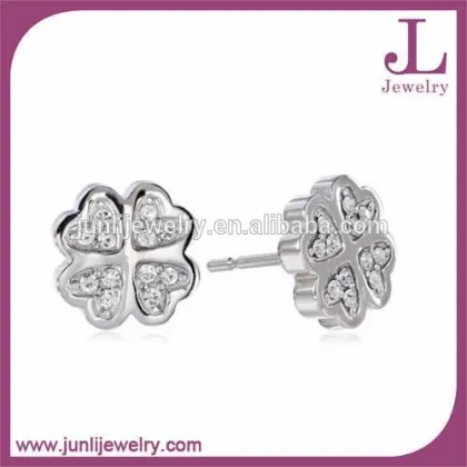 Peace Stainless Steel Silver Earrings Jewellery With Cubic Zirconia