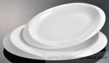 Restaurant Hotel Ceramic Porcelain Oval Shaped Dessert Salad Side Dinner Service Plate Dish Customized Design Printing Wholesale