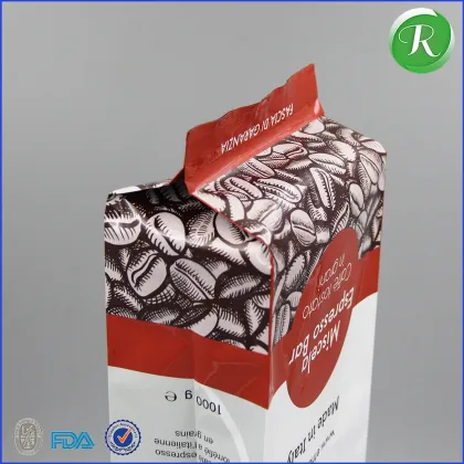 Food Grade Customize Printing Four Side Sealed Aluminium Foil Coffee Packaging Bag With Air Valve