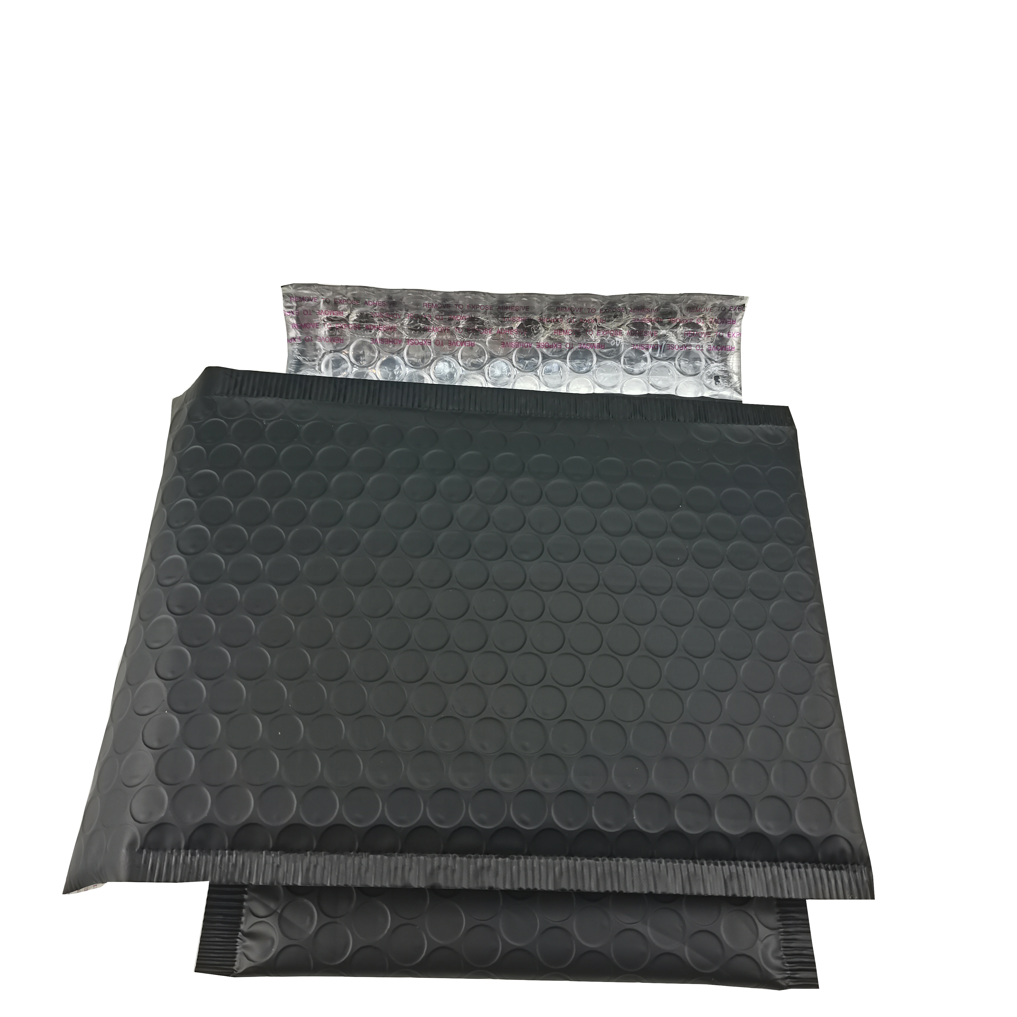 Matt black metallic bubble mailers