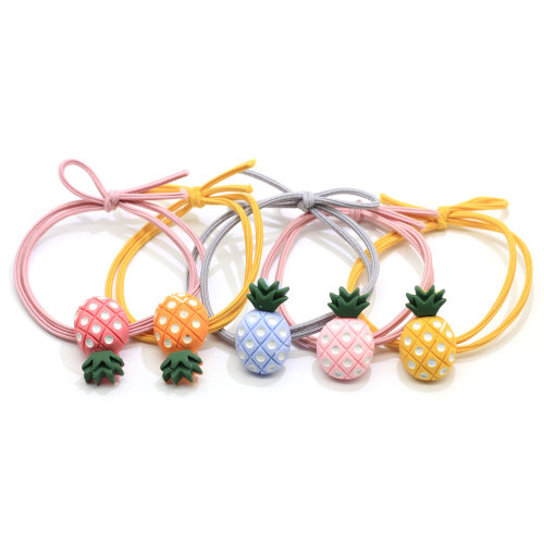 100 Pcs / sac Élastique Cravate Gomme Enfant Bébé Enfants Petit Dessin Animé Fruit Ananas Titulaire De Queue De Cheval Filles Accessoires De Cheveux