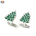 Logam diy christmas cufflink oem dengan kristal