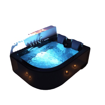 White Acrylic Freestanding Bathtub with Corner Drain and Armrests for Massage Whirlpools