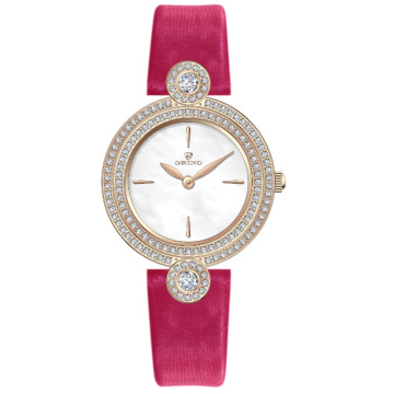 Luxo Rhinestone Mãe da Pérola Quartz Women&#39;s Watch