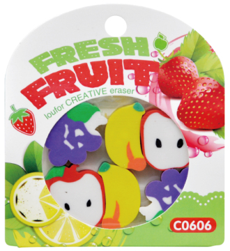Multicolor School Eraser Set - Fruit Design