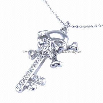 Sterling silver necklaces in skull style, made of alloy and crystal stones