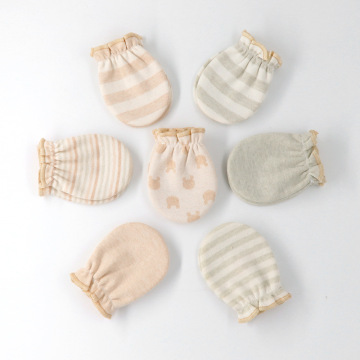 Four-Seasons Baby Gloves: Stripe and Dots Design, Full Finger, Anti-Grab, Cotton Material for Infants 0-6 Months