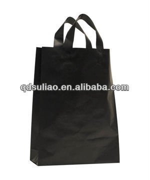 black soft loop handle poly gift bag