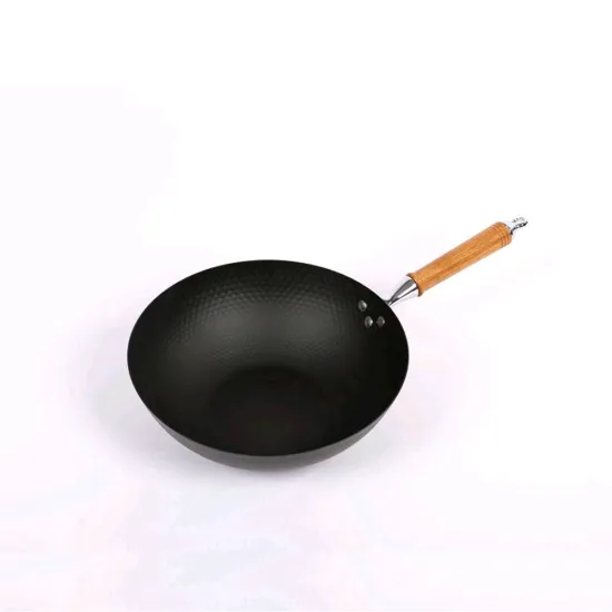 Wholesale Carbon Steel Japanese Non-Stick Woks with Wood Handle