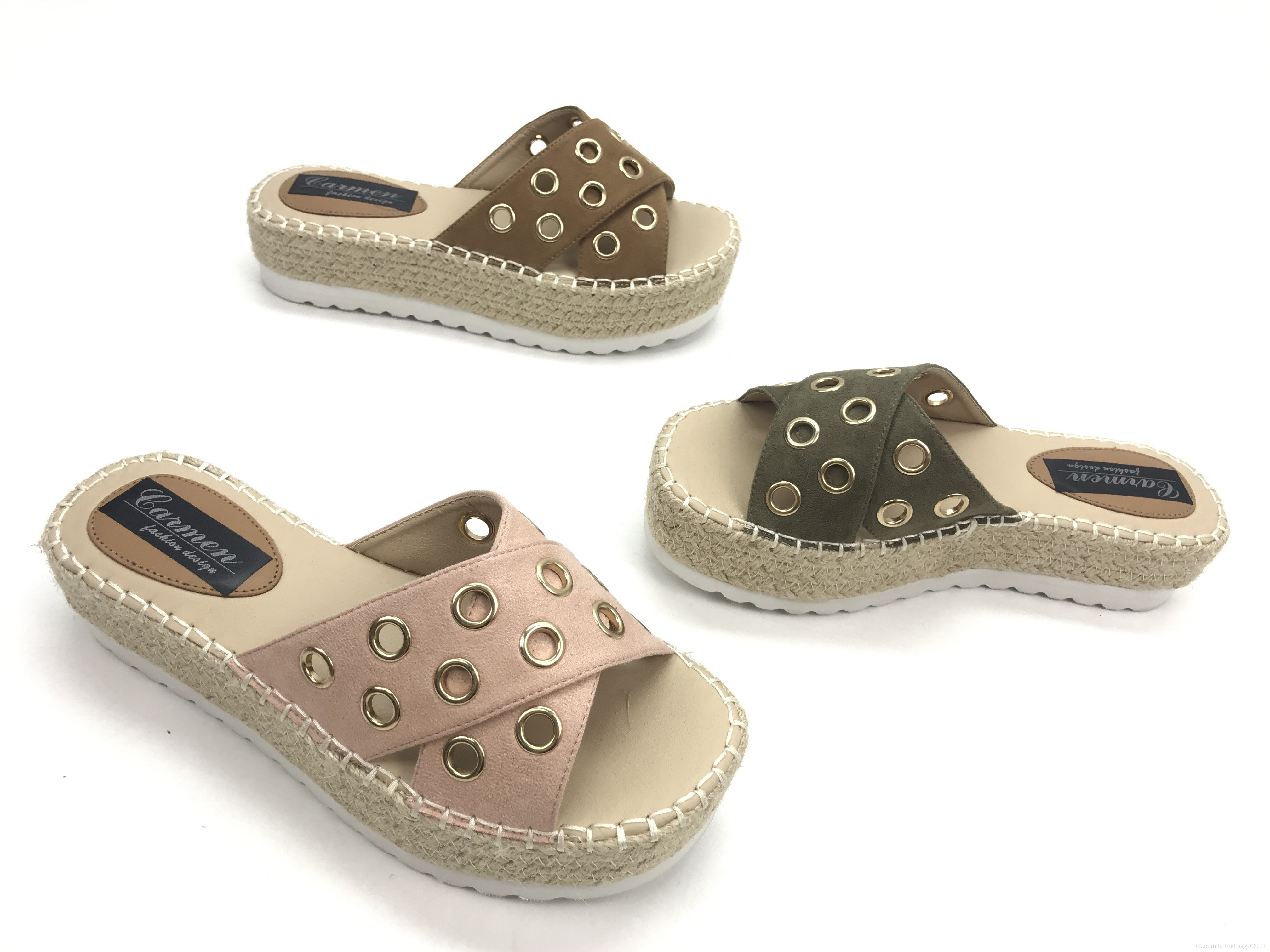 Sandalias de plataforma de zapatillas de deslizamiento de los pies de altura de los pies de la mujer