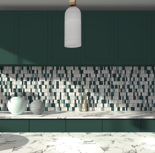 Mosaico in ceramica d&#39;arte per lo sfondo della cucina