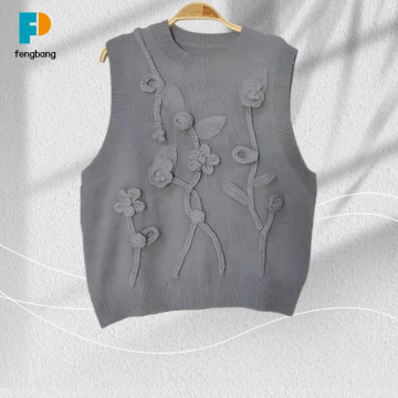 Premium Gri Sanatsal Dokulu Örme Bluz