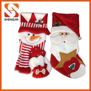 Traditional fleece snowman and Santa stocking