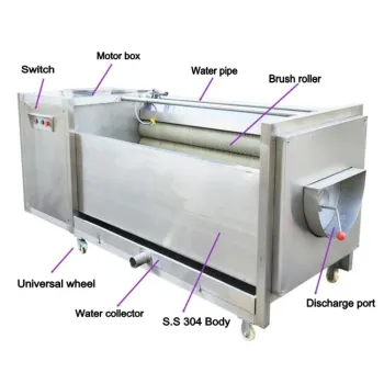 Commercial Brush Roller Cassava Skin Peeler Washer