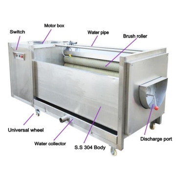 Commercial Brush Roller Cassava Skin Peeler Washer
