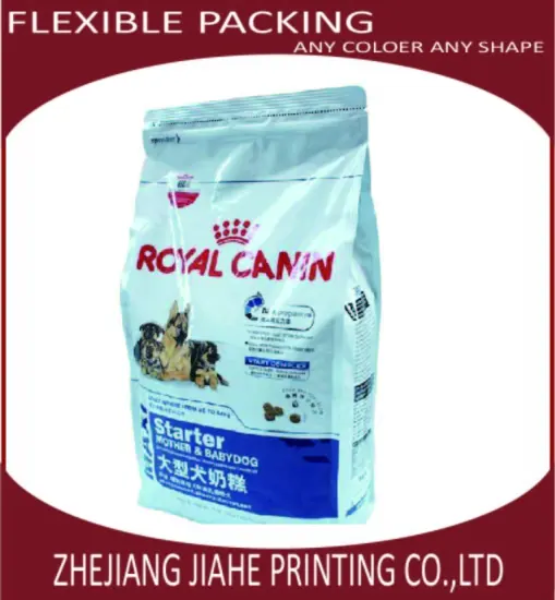 ziplock top and colored printing different load weight pet food plastic bag