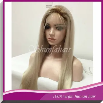 full lace wig ombre high quality, natural hairline hair piece,blonde human hair full lace wig