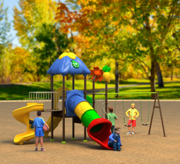 Ejplay Outdoor Playground Slide and Swing Set for Children